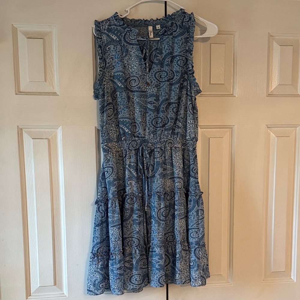 Elan Blue and White Paisley Mini Dress